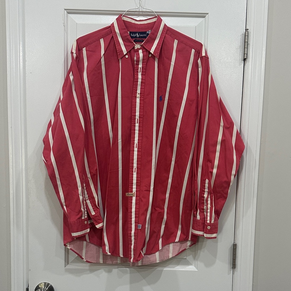 Polo by Ralph Lauren Pink and White Striped Button-Down Shirt